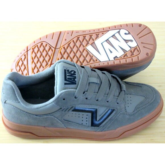 Vans Men's Upland Suede Bungee Cord Gray Black Gum Bottom Shoes Sizes NIB - Picture 2 of 6